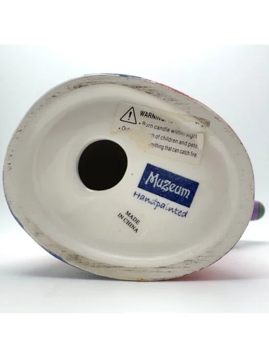 Muzeum Abstract Picasso Inspired Hand Painted Ceramic Candlestick Holder 10" - Picture 2 of 12